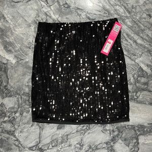 Black Sequin Mini Skirt